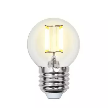 Лампа светодиодная филаментная Uniel E27 6W 4000K прозрачная LED-G45-6W/NW/E27/CL PLS02WH UL-00001370