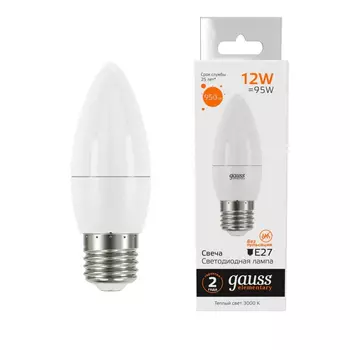 Лампа светодиодная Gauss E27 12W 3000K матовая 30212