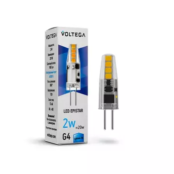Лампа светодиодная Voltega G4 2W 4000K прозрачная VG9-K1G4cold2W-12 7143