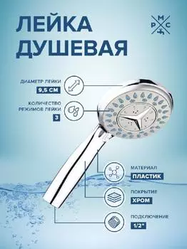 Лейка для душа РМС LE19, хром