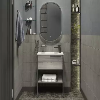 Мебель для ванной STWORKI Брамминг 50 напольная, дуб шерман серый