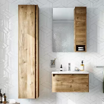 Мебель для ванной STWORKI Карлстад 60 дуб рустикальный, в стиле лофт, под дерево, подвесная (гарнитур, комплект)