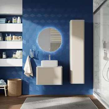 Мебель для ванной STWORKI Ноттвиль 60 бежевый шелк, без отверстия под смеситель, подвесная (комплект, гарнитур)