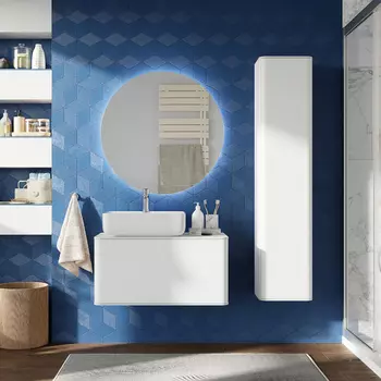 Мебель для ванной STWORKI Ноттвиль 80 белая, без выреза под смеситель, подвесная (комплект, гарнитур)