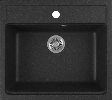 Мойка кухонная Domaci Бьелла DMC-06 черная, встраиваемая, накладная, искусственный мрамор, прямоугольная, российская