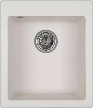 Мойка кухонная Domaci Солерно DMQ-1415.Q агат, белая 42х49 см, кварцевая, прямоугольная, встраиваемая