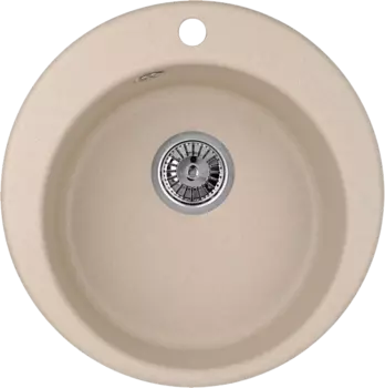 Мойка кухонная Domaci Солерно DMQ-1475.C сардоникс, бежевая, 37х37 см, круглая, кварцевая, встраиваемая