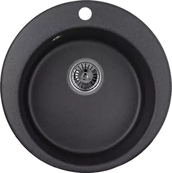 Мойка кухонная Domaci Солерно DMQ-1475.C морион, черная, 37х37 см, круглая, кварцевая, встраиваемая