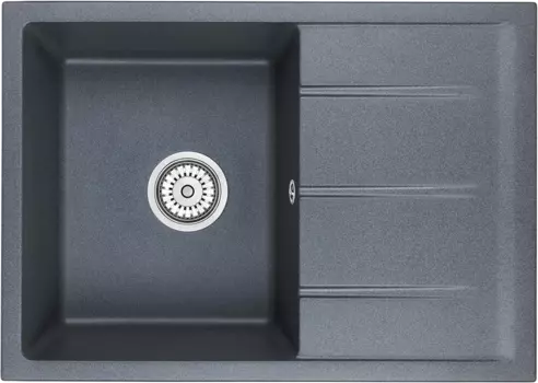 Мойка кухонная Domaci Солерно DMQ-1700.Q антрацит, 38х46, кварцевая, с крылом, встраиваемая, черная