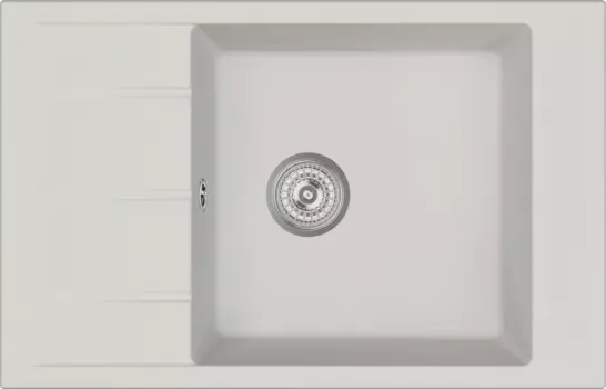 Мойка кухонная Domaci Солерно DMQ-1780.Q агат, 78х50 см, белая, кварцевая, с крылом, прямоугольная