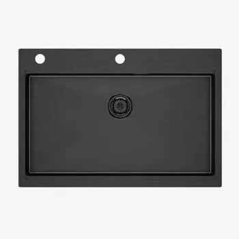 Мойка кухонная Paulmark Vast-Pro PM707551-GM вороненная сталь