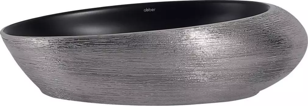 Накладная раковина Abber Bequem AC2107BS, черный матовый с серебром