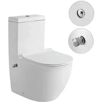 Напольный унитаз SantiLine SL-5011SM-BD, безободковый, с функцией биде, сиденье микролифт, цвет белый