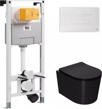 OLI 120 ECO Sanitarblock pneumatic + кнопка KARISMA, + Унитаз Point Веста PN41701BM