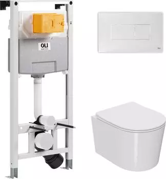 OLI 120 ECO Sanitarblock pneumatic + кнопка KARISMA, OLI + Унитаз Point Веста PN41701