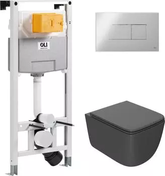 OLI 120 ECO Sanitarblock pneumatic + кнопка KARISMA, + Унитаз Point Меркурий PN41831GM