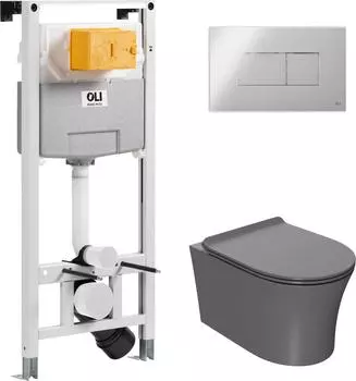 OLI 120 ECO Sanitarblock pneumatic + кнопка KARISMA, + Унитаз Point Вега PN41711GM