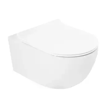 Подвесной безободковый унитаз Cezares Molveno CZR-2468-TH-R/CZR-2011-SC, сиденье SoftClose, белый