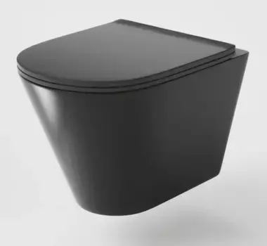 Подвесной безободковый унитаз Grossman 36 x 48 см, крышка тонкая микролифт, черный матовый, GR-4477BMS