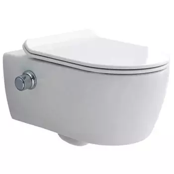 Подвесной безободковый унитаз SSWW CT2039V-B, с функцией биде, крышка-сиденье с микролифтом, белый глянцевый