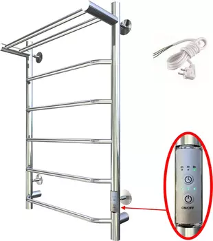 Полотенцесушитель электрический Тругор Пэк 6 П 80x50 Пэксп6П80х5032 с выключателем, хром