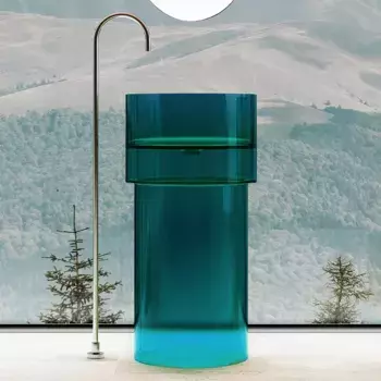 Раковина Abber Kristall AT2701Aquamarin-H синий, белый