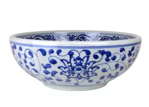 Раковина Bronze de Luxe Melody, 42 х 42 х 16 см, накладная, белая, синяя, 2241