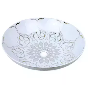 Раковина Bronze de Luxe Persia, 40.5 х 40.5 х 12 см, накладная, белая, серая, 2008