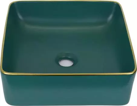 Раковина накладная Bronze de Luxe 1063 зеленая с золотым ободом