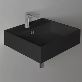 Раковина подвесная Simas Agile AG51 nero matt*1 51х46 см, с переливом, под смеситель, черный матовый