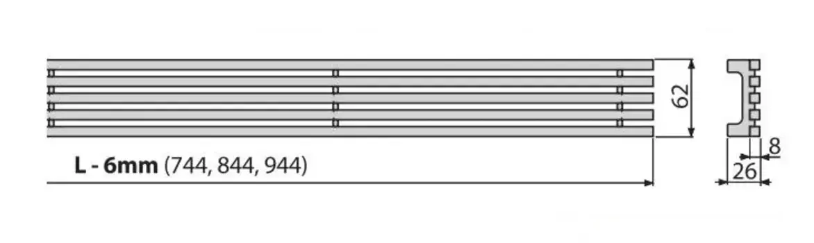 Решетка водосточная AlcaPlast Stream-950M, нержавеющая сталь матовая