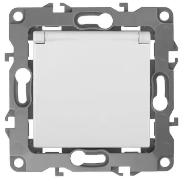 Розетка ЭРА 12 2P E Schuko со шторками с крышкой 16A 250V 12-2103-01 Б0014693