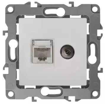 Розетка комбинированная RJ45+TV ЭРА 12 12-3110-01 Б0027441