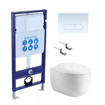 SET AQUATEK АЛЬТАИР-013 4в1 (рама AQUATEK Standard INS-0000012+крепеж KKI-0000002+клавиша KDI-0000013+унитаз АЛЬТАИР AQ1980-00 с тонким сиденьем soft-close)