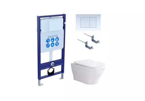 Set AQUATEK АМАДЕО (рама AQUATEK Standard INS-0000012 с звукоиз.прокладкой+крепеж KKI-0000002+кнопкаKDI-0000009+унитаз АМАДЕО AQ1163-00 с крышкой-сиденьем soft-close)
