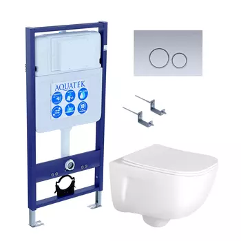 SET AQUATEK ДИВА-019 4в1 (рама AQUATEK Standard INS-0000012+ кркпеж KKI-0000002+клавиша KDI-0000019+унитаз ДИВА AQ2012-00 с тонким сиденьем soft-close