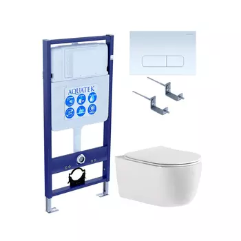 SET AQUATEK ЕВРОПА cmp013 (рама AQUATEK Standard INS-0000012, клавиша KDI-0000013, крепеж KKI-0000002+унитаз ЕВРОПА AQ1106-00 с тонким сиденьем sc)