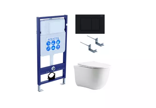 Set AQUATEK КЛАССИК cm (рама AQUATEK Standard INS-0000012 с звукоиз.прокладкой+крепеж KKI-0000002+кнопкаKDI-0000012+унитаз КЛАССИК AQ1112-00 с крышкой-сиденьем soft-close)