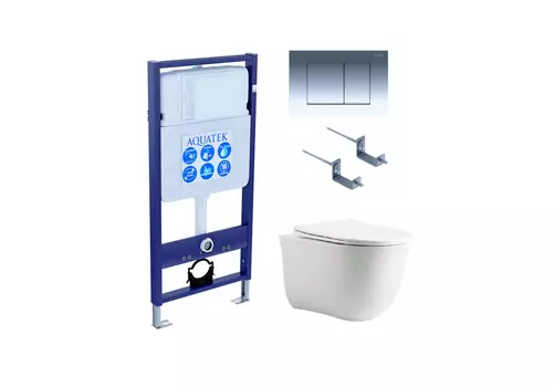 Set AQUATEK КЛАССИК cm (рама AQUATEK Standard INS-0000012 с звукоиз.прокладкой+крепеж KKI-0000002+кнопкаKDI-0000010+унитаз КЛАССИК AQ1112-00 с крышкой-сиденьем soft-close)