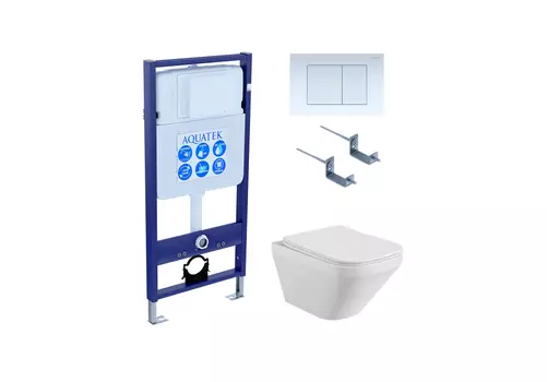 Set AQUATEK ЛИРА (рама AQUATEK Standard INS-0000012 с звукоиз.прокладкой+крепеж KKI-0000002+кнопкаKDI-0000009+унитаз ЛИРА AQ1155-00 с крышкой-сиденьем soft-close)