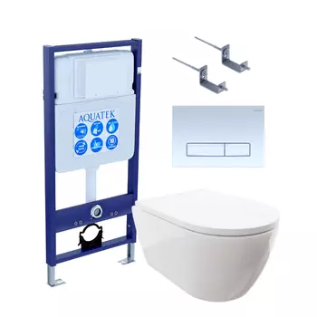 SET AQUATEK ПОЛАРИС (рама AQUATEK Standard INS-0000012+унитаз ПОЛАРИС AQ0700-00 с тонким сиденьем soft-close+ крепеж KKI-0000002 +панель KDI0000021)