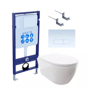 SET AQUATEK ПОЛАРИС (рама AQUATEK Standard INS-0000012+унитаз ПОЛАРИС AQ0700-00 с тонким сиденьем soft-close+ крепеж KKI-0000002 +панель KDI0000013)