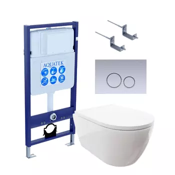 SET AQUATEK ПОЛАРИС (рама AQUATEK Standard INS-0000012+унитаз ПОЛАРИС AQ0700-00 с тонким сиденьем soft-close+ крепеж KKI-0000002 +панель KDI0000019)