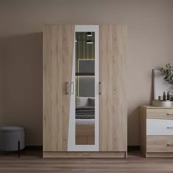 Шкаф DIWO Ростов трехдверный, с зеркалом, дуб сонома