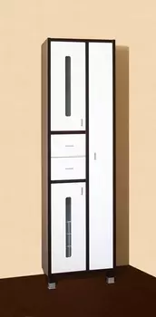 Шкаф-пенал Бриклаер Бали 57 венге белый глянец с бельевой корзиной