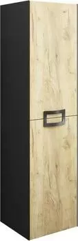 Шкаф-пенал Sanflor Выборг 32 С16297, черный/дуб крафт золотой