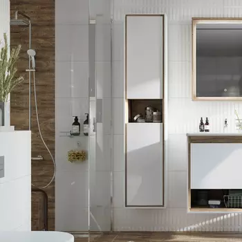 Шкаф-пенал STWORKI Ольтен 32, белый, дуб сонома