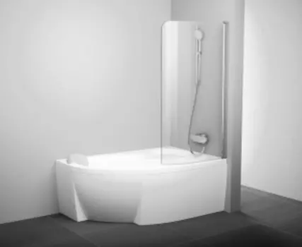 Штора для ванной Ravak Chrome CVSK1 Rosa 160/170 7QRS0100Y1 R белая+транспарент