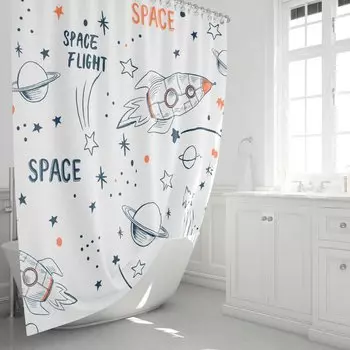 Шторка для ванной 180х200 см Fixsen Design Space FX-2508, белый