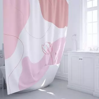 Шторка для ванной 180х200 см Fixsen Design Cream FX-2514, белый / розовый